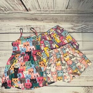 🐱🐻 Girls Animal Print Outfit Bundle – 2 Shorts + 1 Dress (Size 4 & 5)